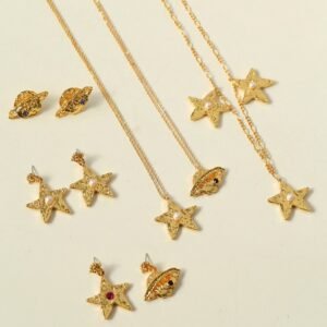 18K Gold Celestial Star & Planet Pearl Jewelry Collection